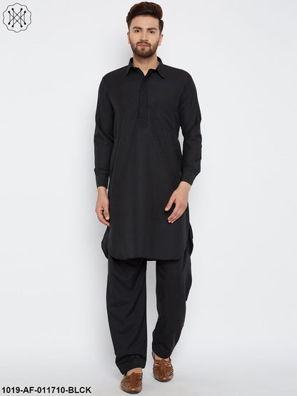 Men's Black Pathani Kurta Salwar Set