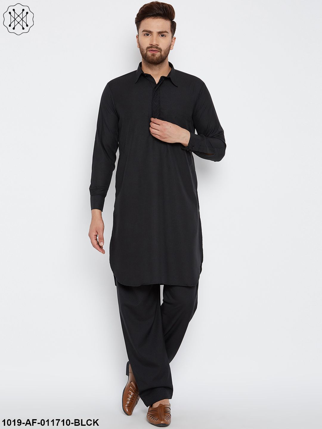 Men's Black Pathani Kurta Salwar Set