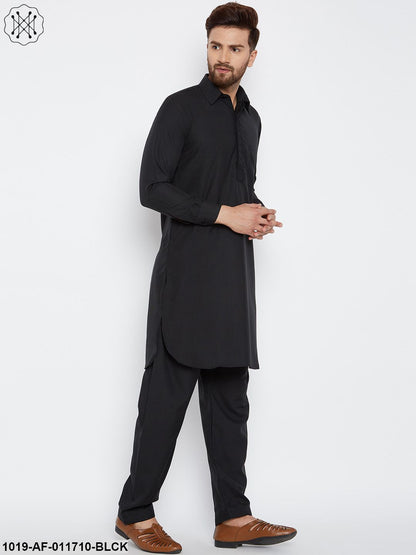 Men's Black Pathani Kurta Salwar Set