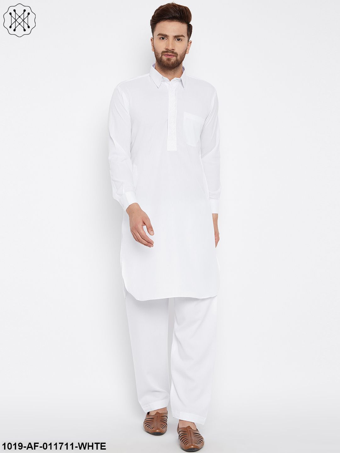 Men's White Pathani Kurta Salwar Set