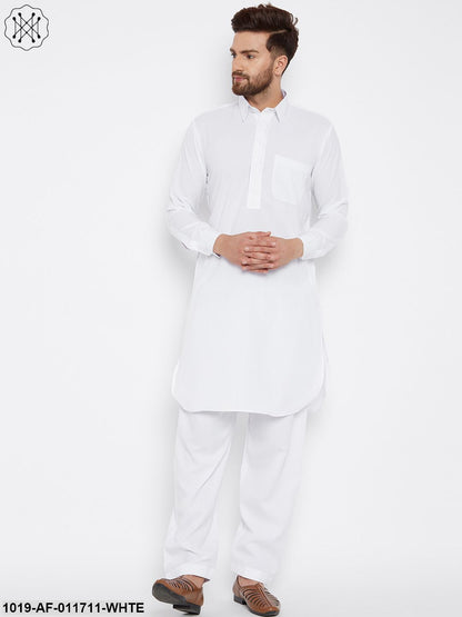 Men's White Pathani Kurta Salwar Set