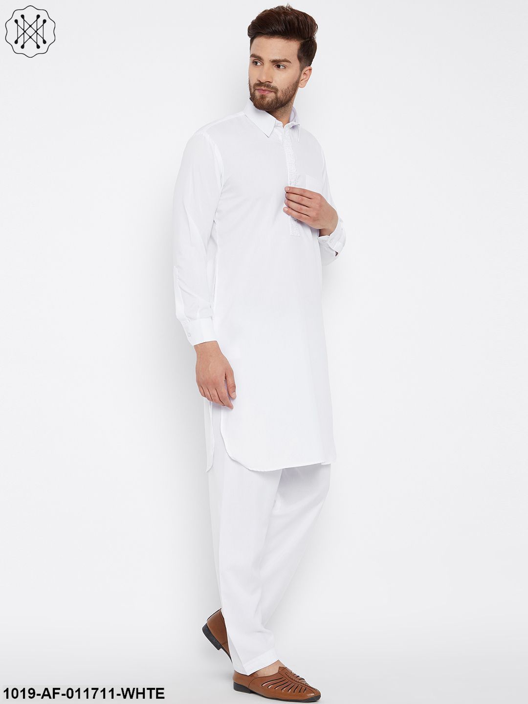 Men's White Pathani Kurta Salwar Set