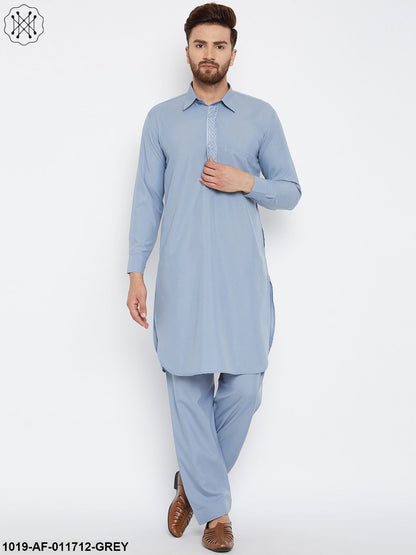 Men's Grey Pathani Kurta Salwar Set