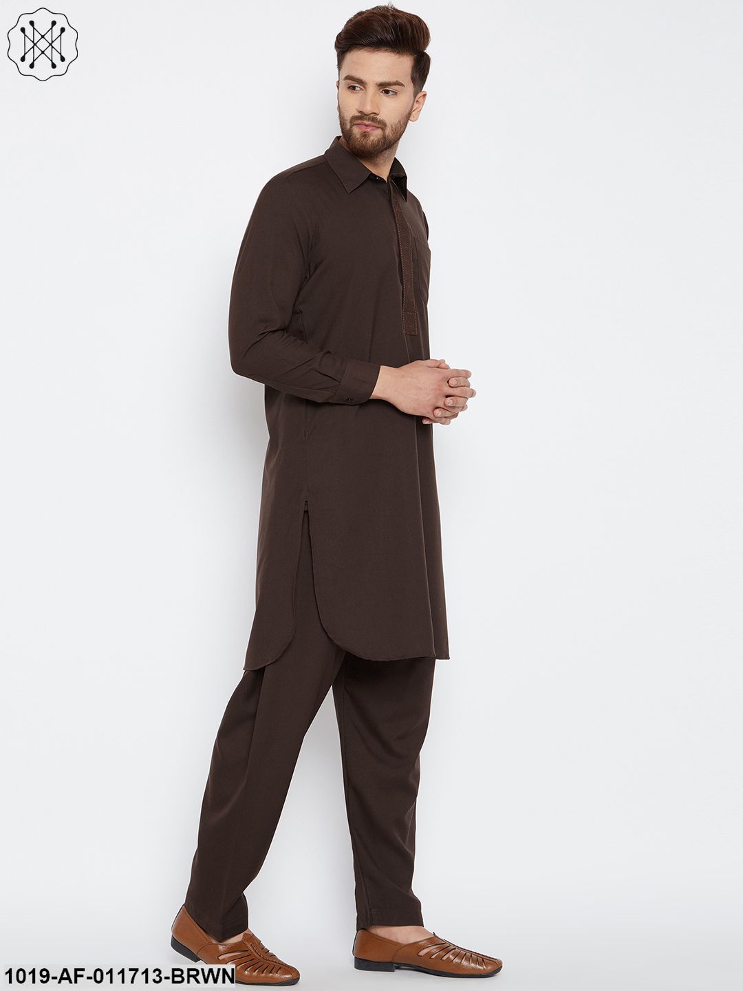 Men's Chocolate Brown Pathani Kurta Salwar Set