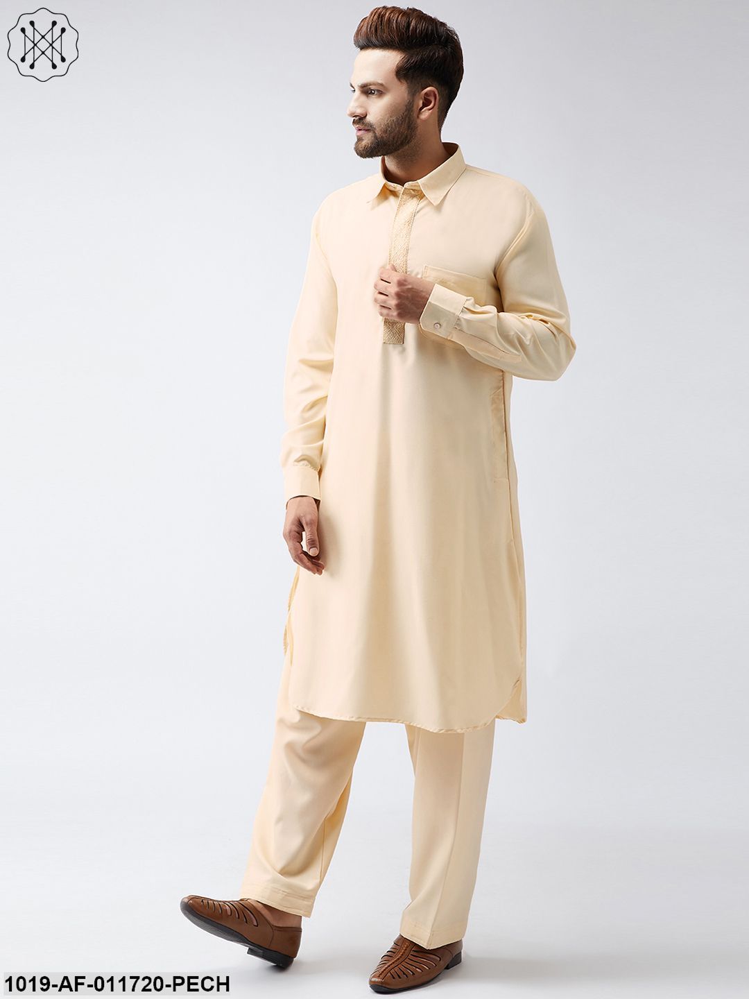 Men's Cotton Fawn Pathani Kurta Salwar Set