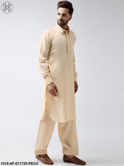 Men's Cotton Fawn Pathani Kurta Salwar Set