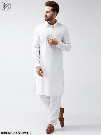 Men's Cotton White Pathani Kurta Salwar Set