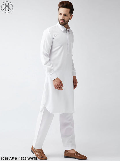 Men's Cotton White Pathani Kurta Salwar Set