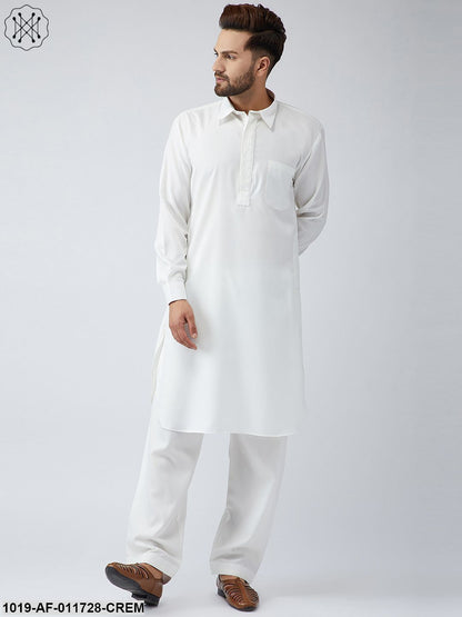 Men's Cotton Cream Pathani Kurta Set