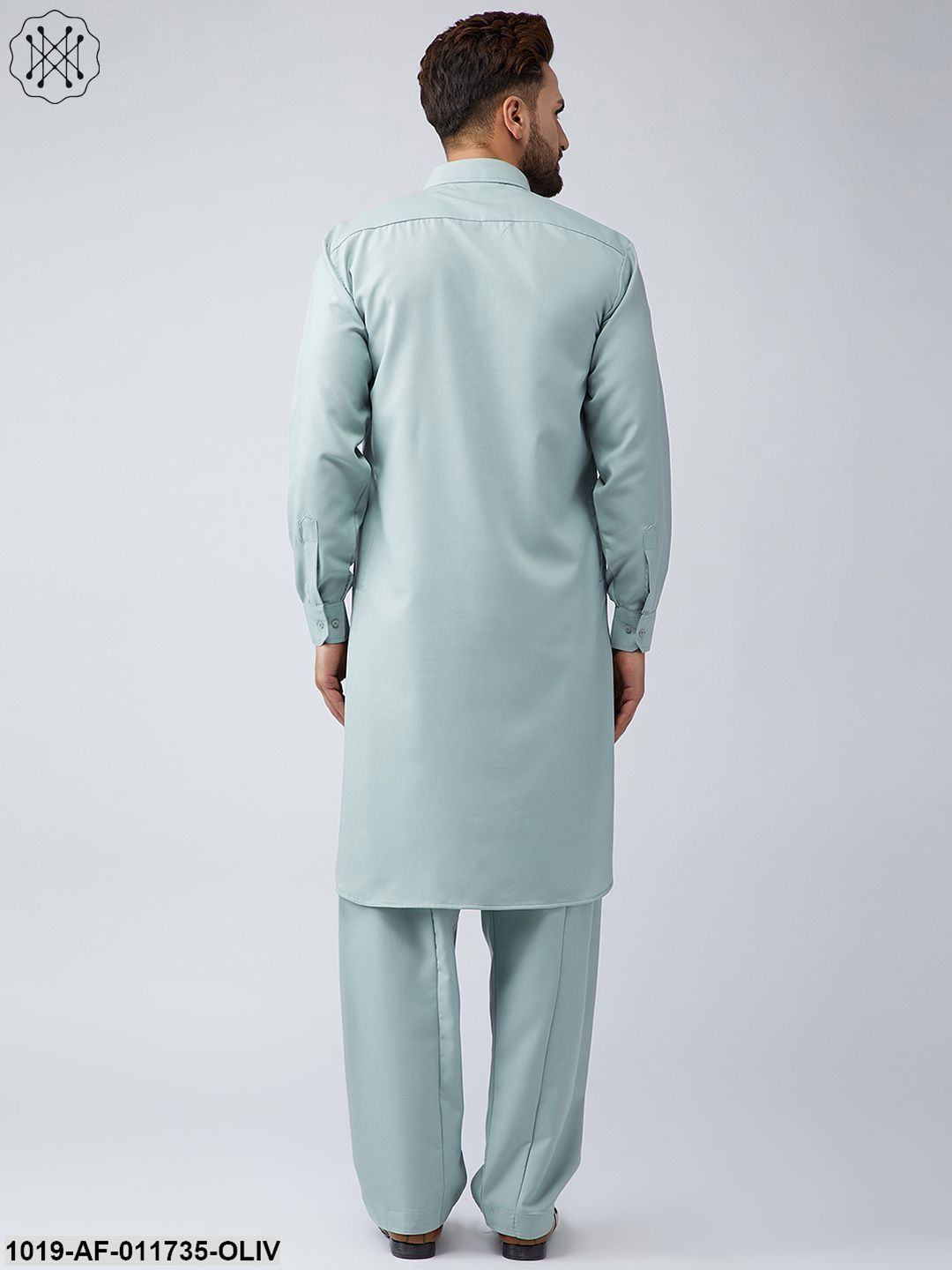 Men's Cotton Olive Pathani Kurta Set