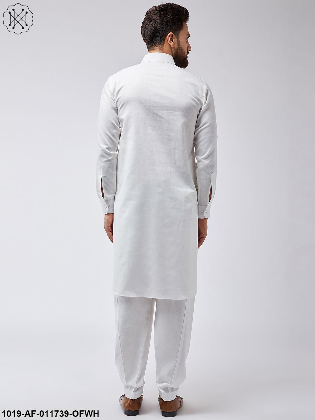 Men's Cotton Off-White Pathani Kurta Salwar Set