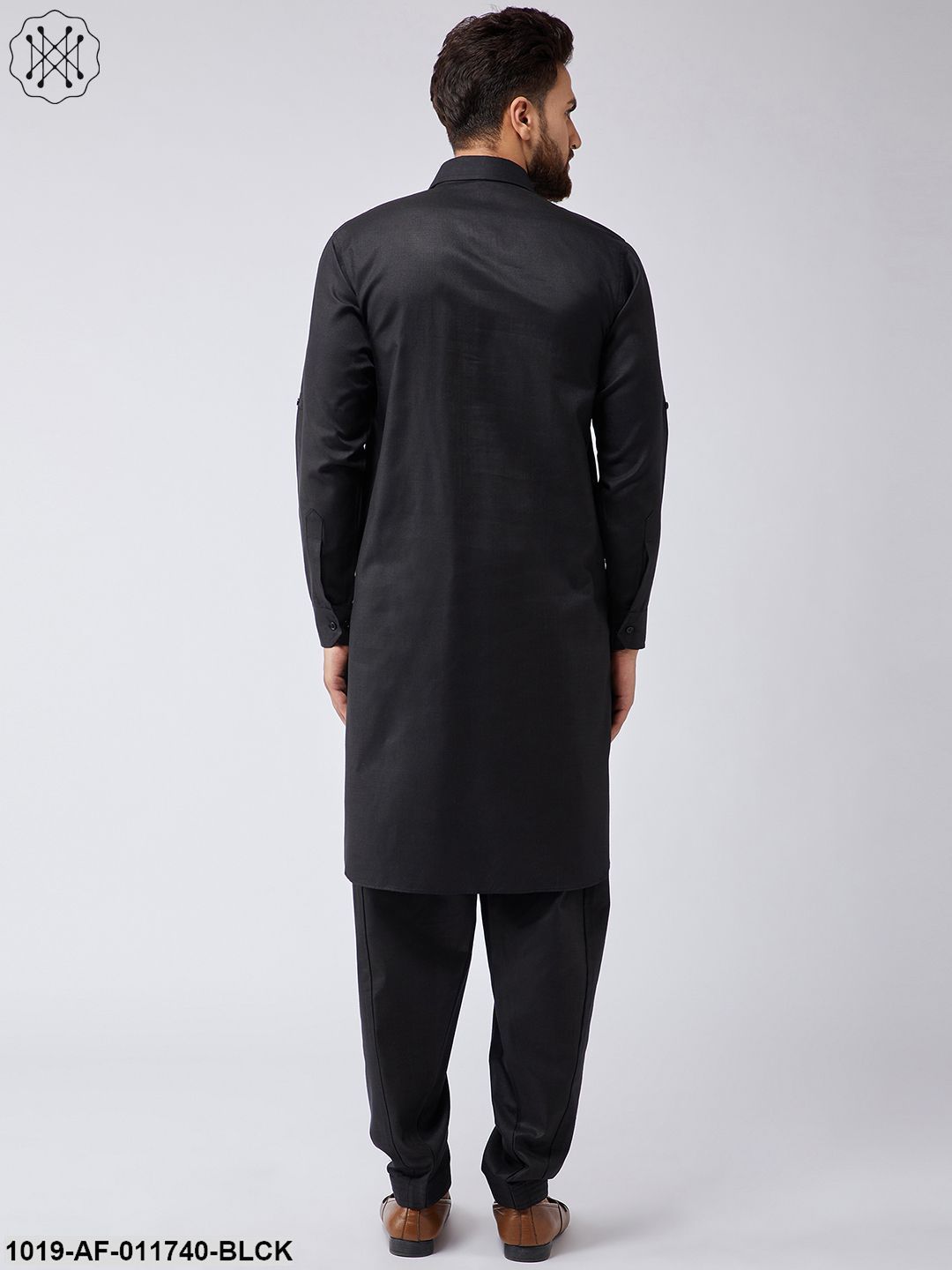 Men's Cotton Black Pathani Kurta Salwar Set