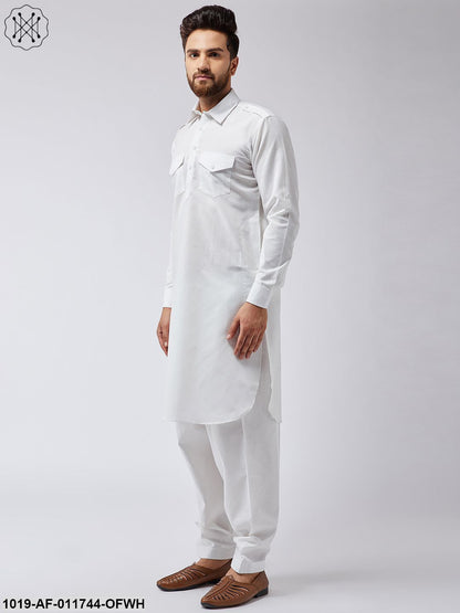 Men's Cotton Off-White Pathani Kurta Salwar Set