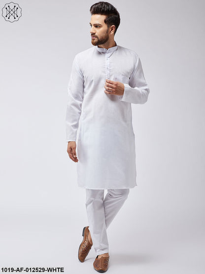 Men's Cotton Linen White Kurta Pyjama Set