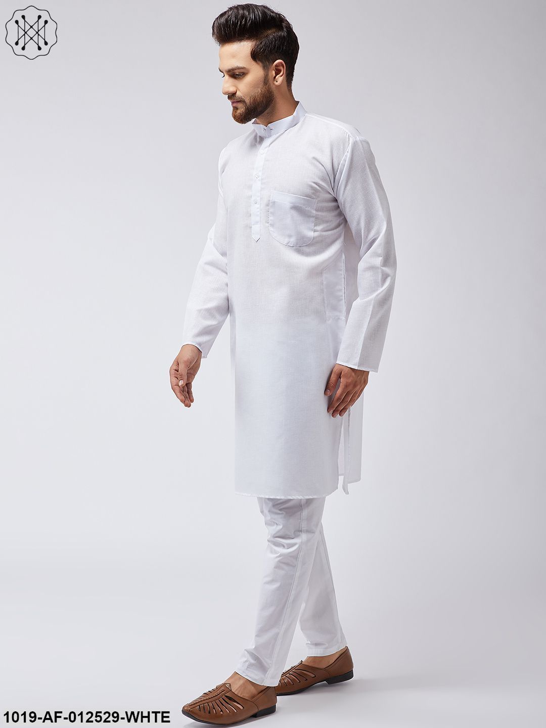 Men's Cotton Linen White Kurta Pyjama Set