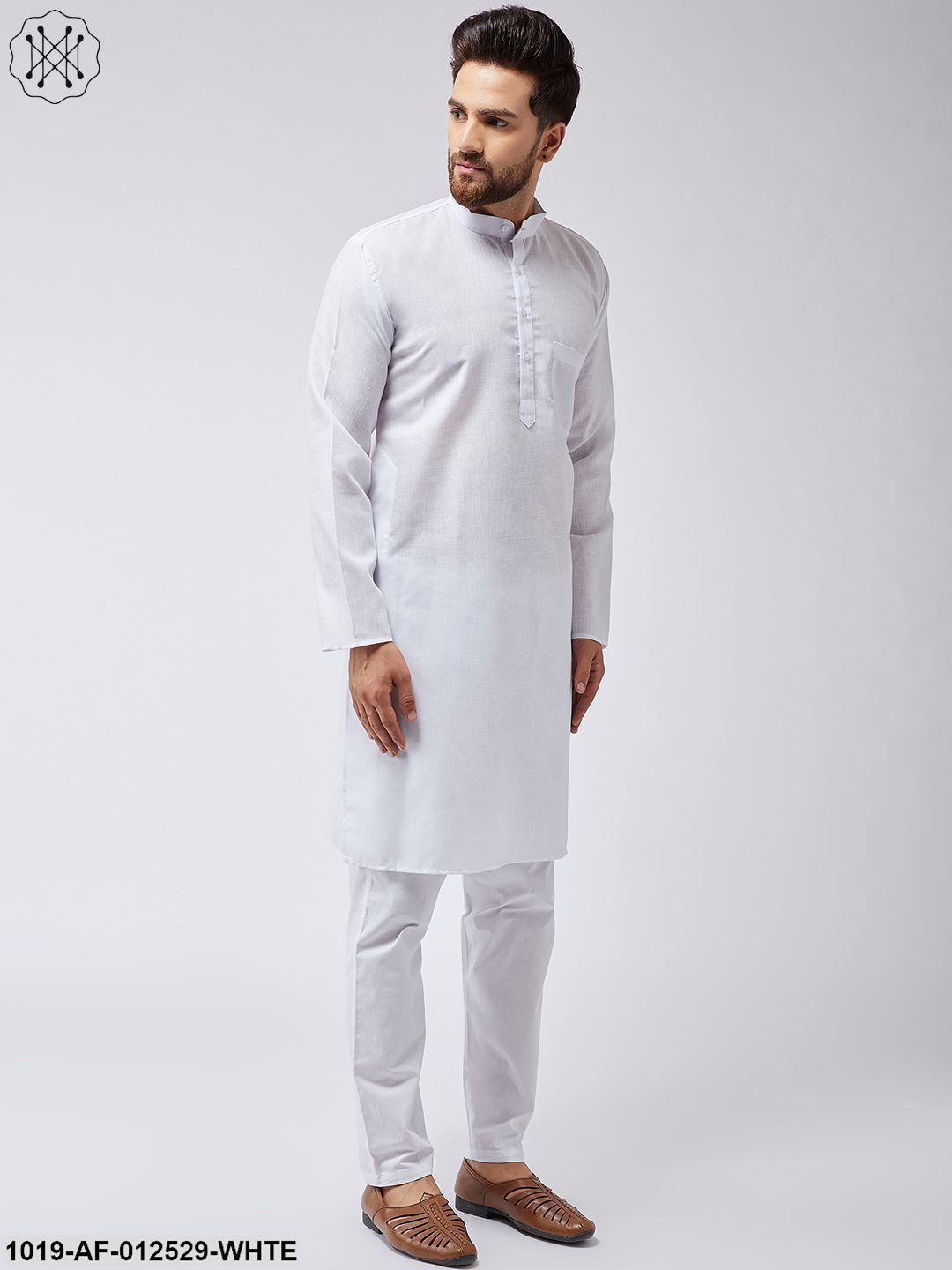 Men's Cotton Linen White Kurta Pyjama Set