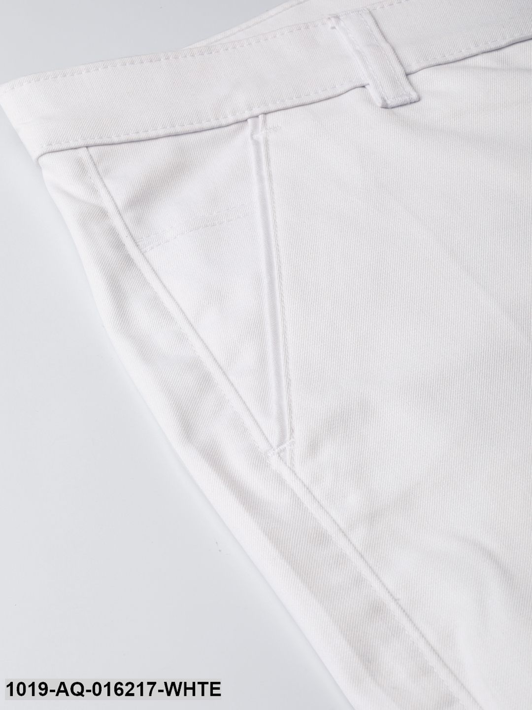 Men's Cotton Blend White Solid Formal Trousers