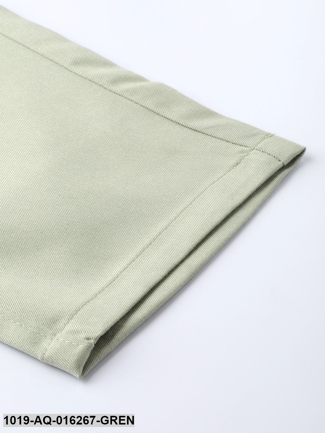 Men's Cotton Blend Pista Green Solid Formal Trousers