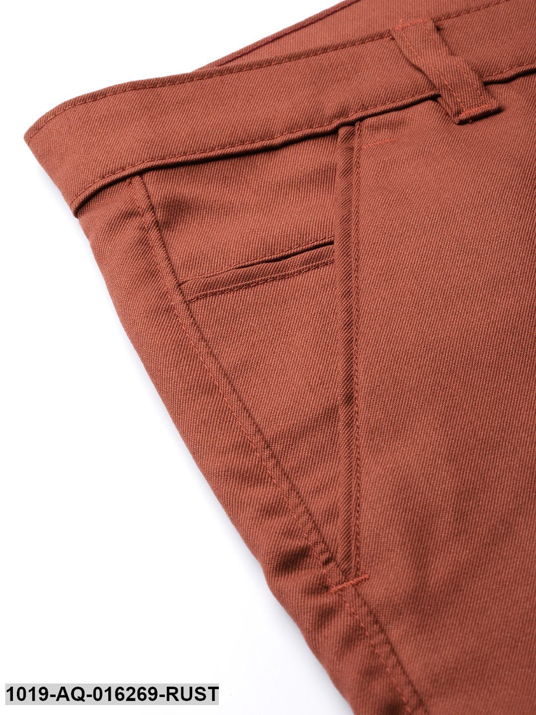 Men's Cotton Blend Rust Solid Formal Trousers