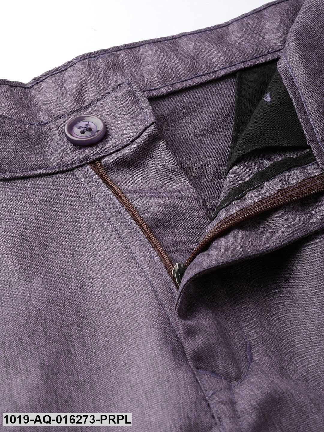 Men's Cotton Blend Purple Formal Trousers