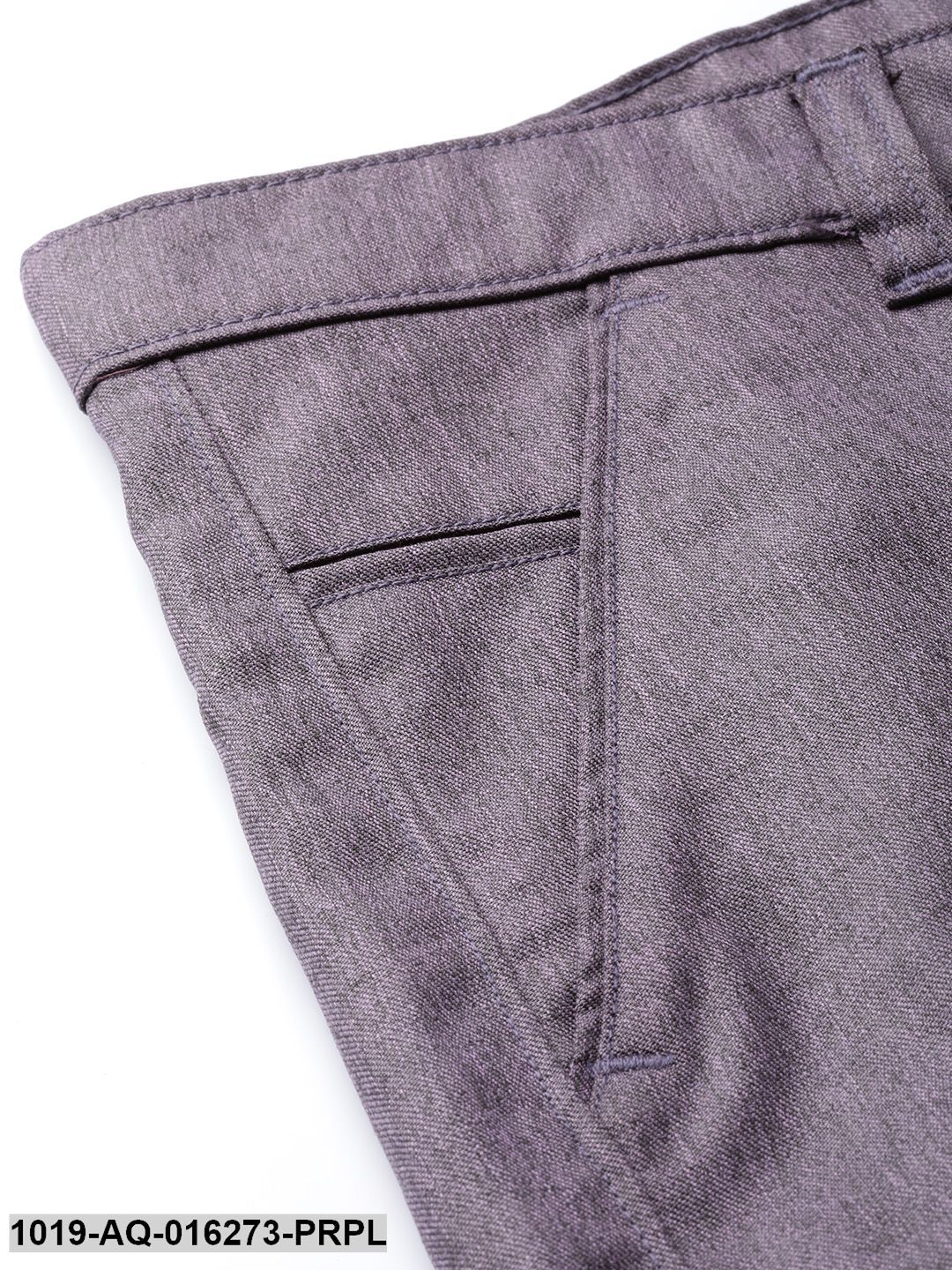 Men's Cotton Blend Purple Formal Trousers