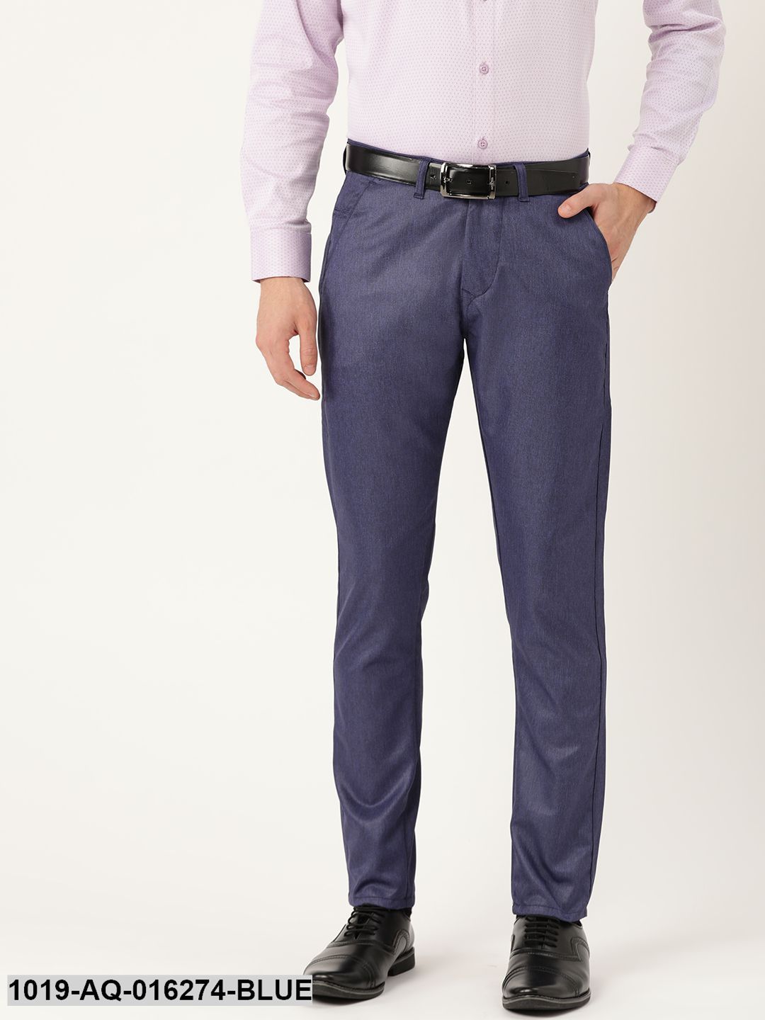 Men's Cotton Blend Royal Blue Formal Trousers