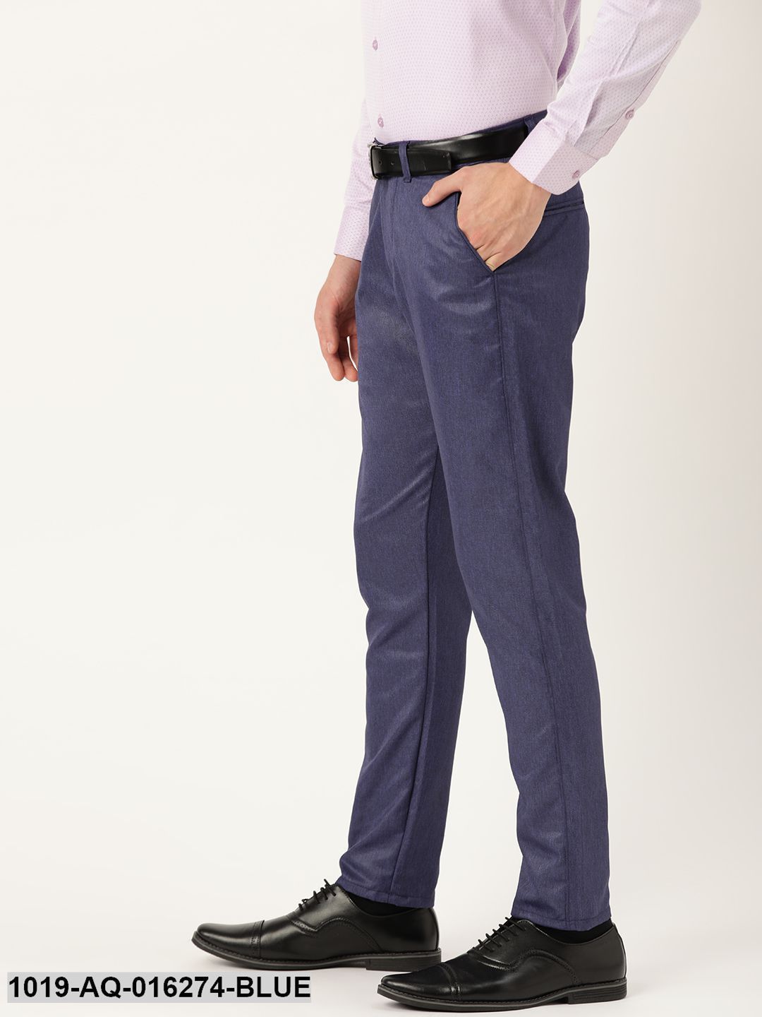 Men's Cotton Blend Royal Blue Formal Trousers