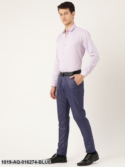 Men's Cotton Blend Royal Blue Formal Trousers