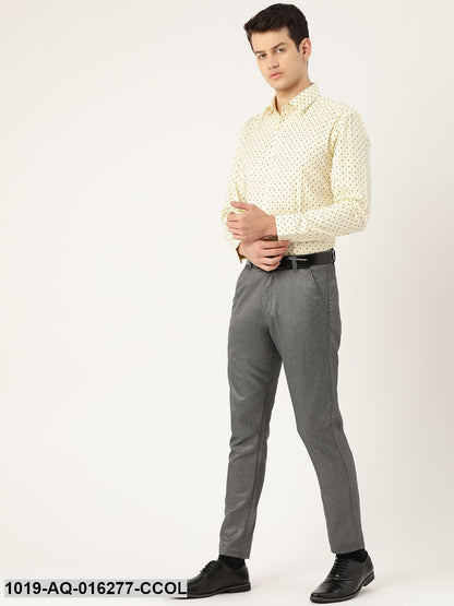 Men's Cotton Blend Charcoal Grey Formal Trousers