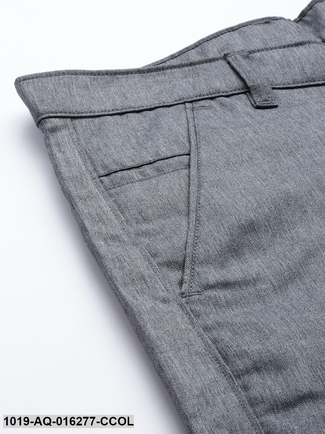 Men's Cotton Blend Charcoal Grey Formal Trousers