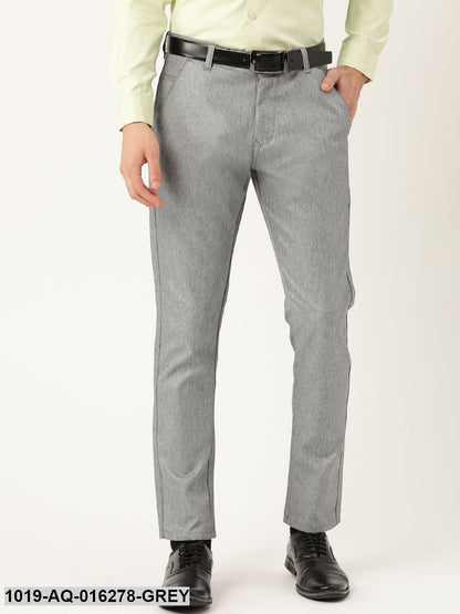 Men's Cotton Blend Grey Formal Trousers