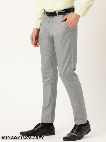 Men's Cotton Blend Grey Formal Trousers