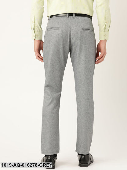 Men's Cotton Blend Grey Formal Trousers