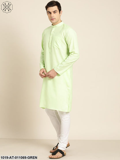 Men's Cotton Green Solid Only Kurta