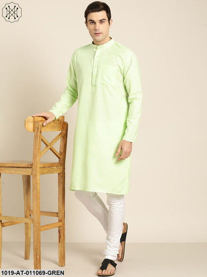 Men's Cotton Green Solid Only Kurta