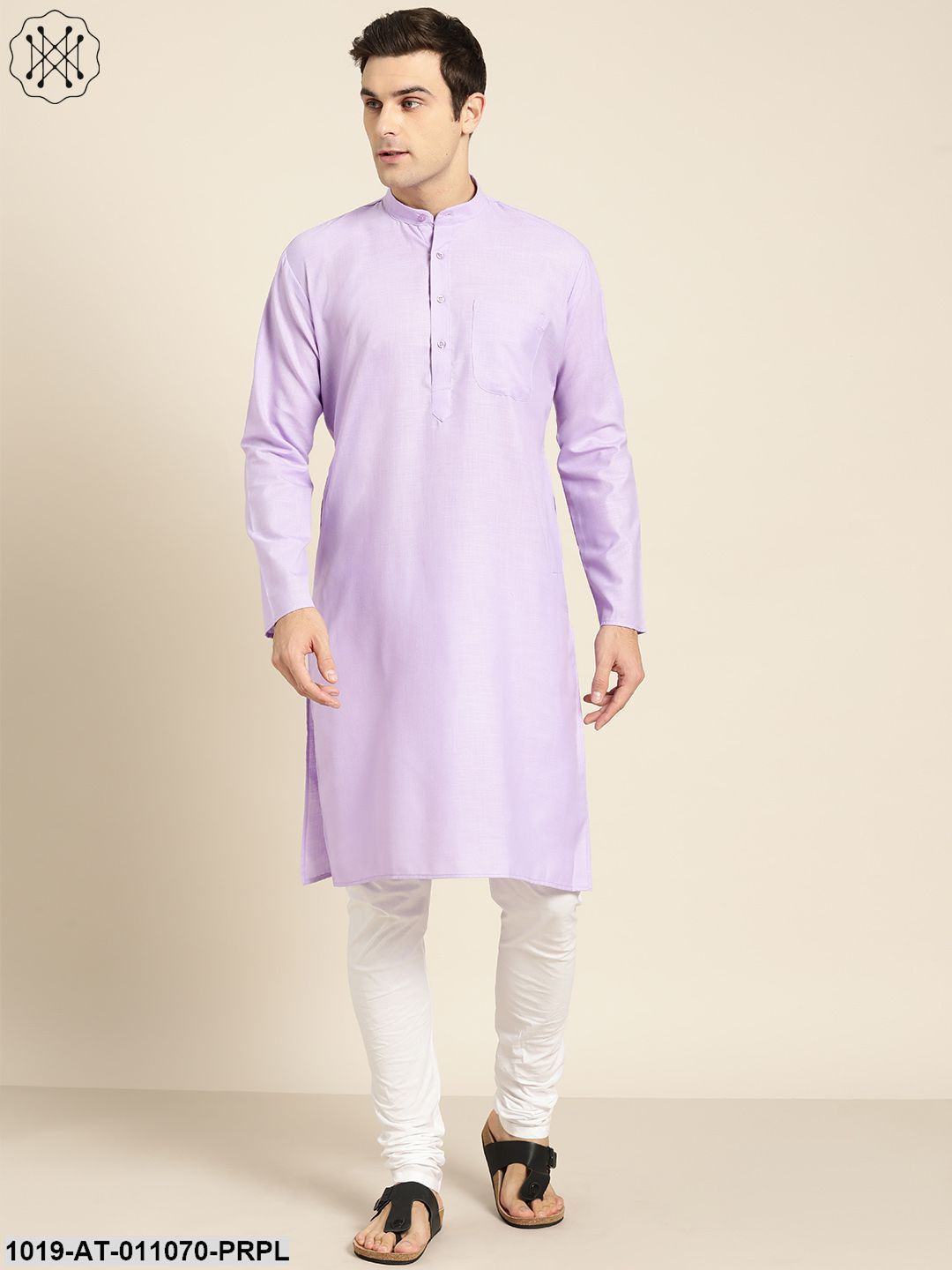 Men's Cotton Purple Solid Only Kurta