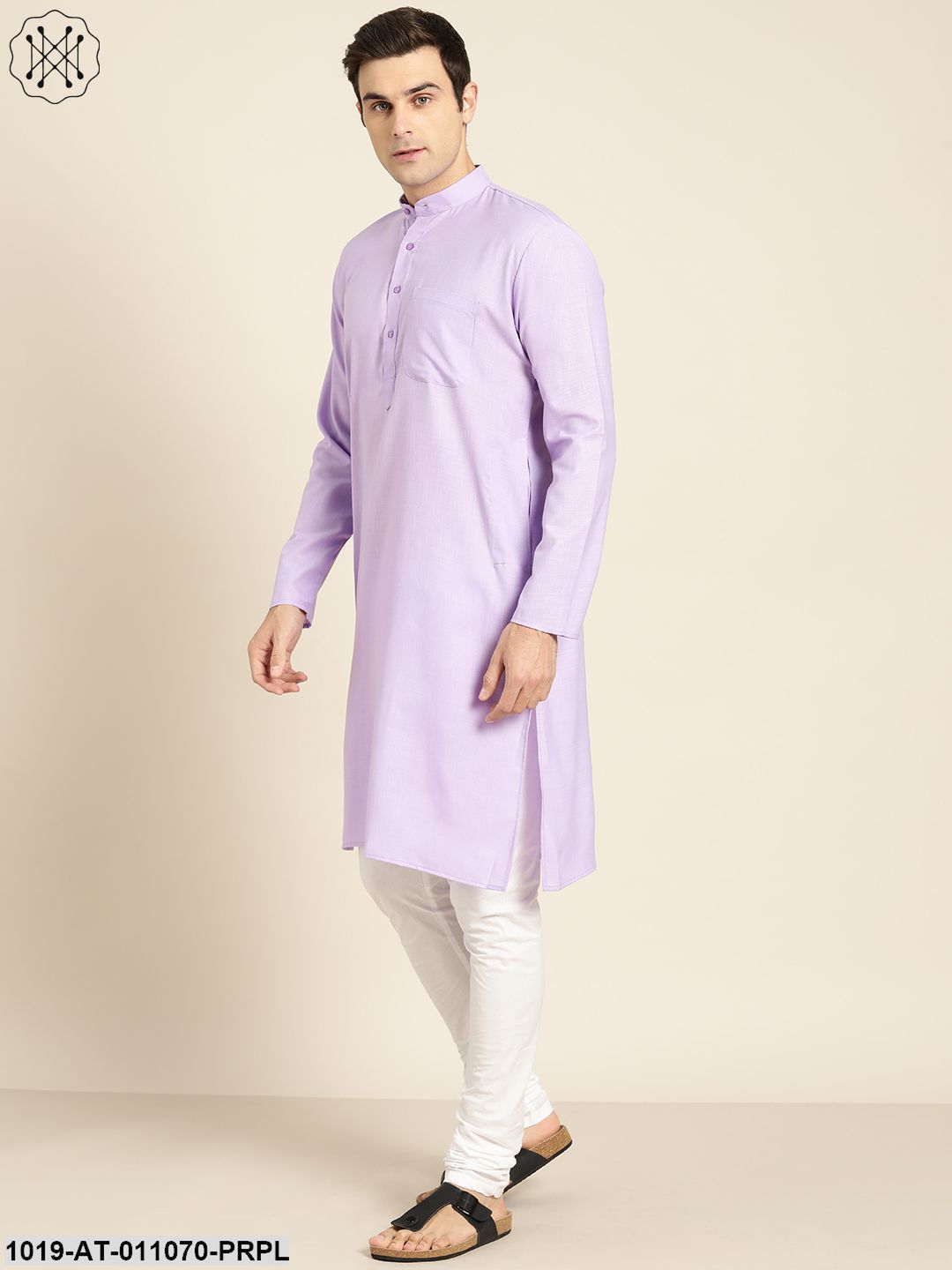 Men's Cotton Purple Solid Only Kurta