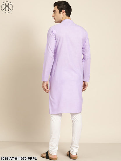 Men's Cotton Purple Solid Only Kurta