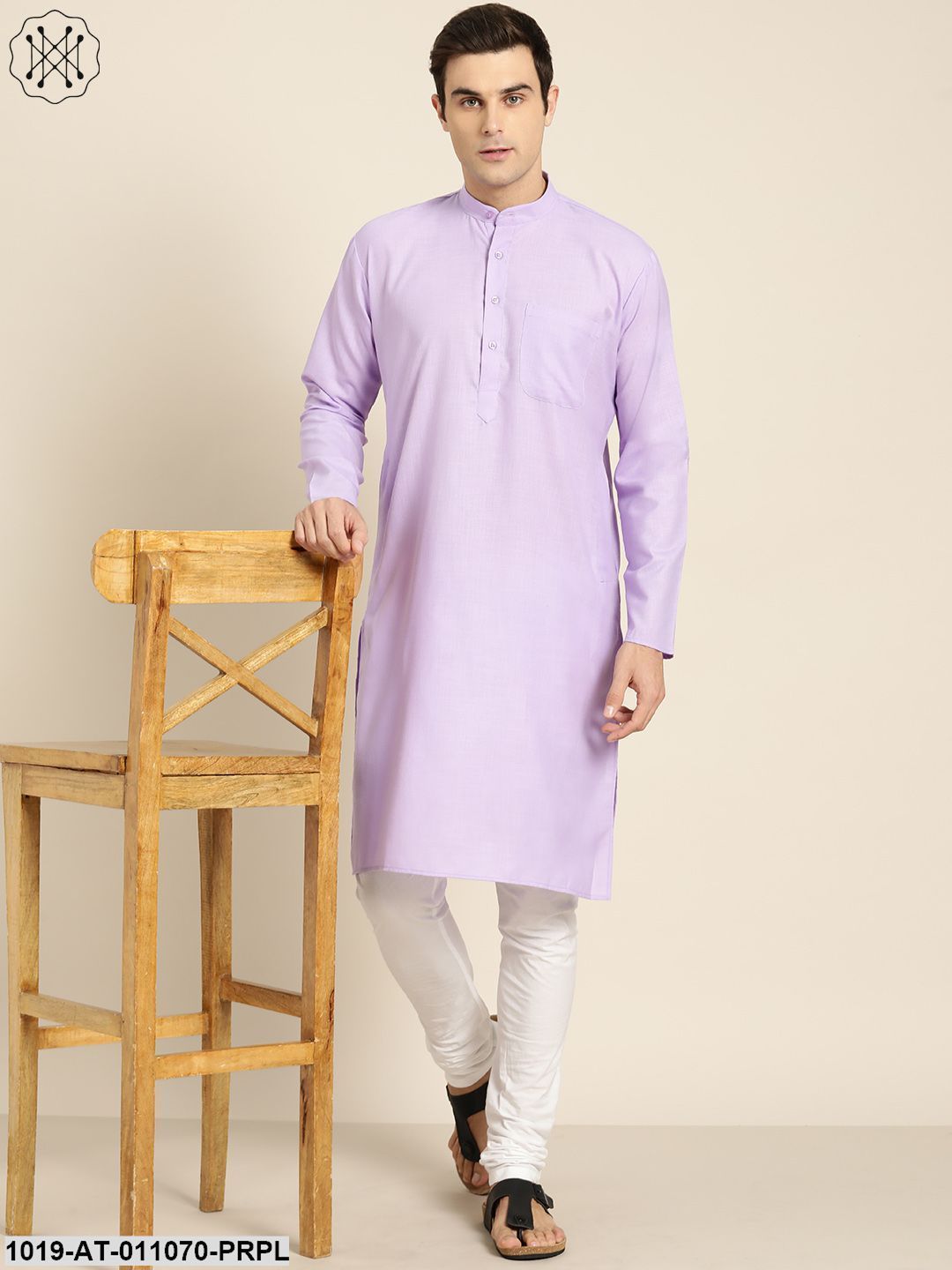 Men's Cotton Purple Solid Only Kurta