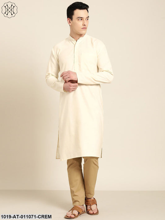 Men's Cotton Cream Solid Only Kurta