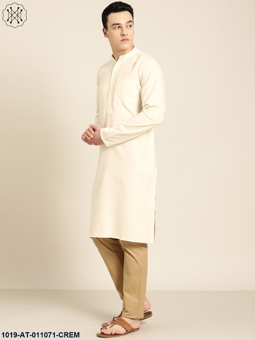 Men's Cotton Cream Solid Only Kurta