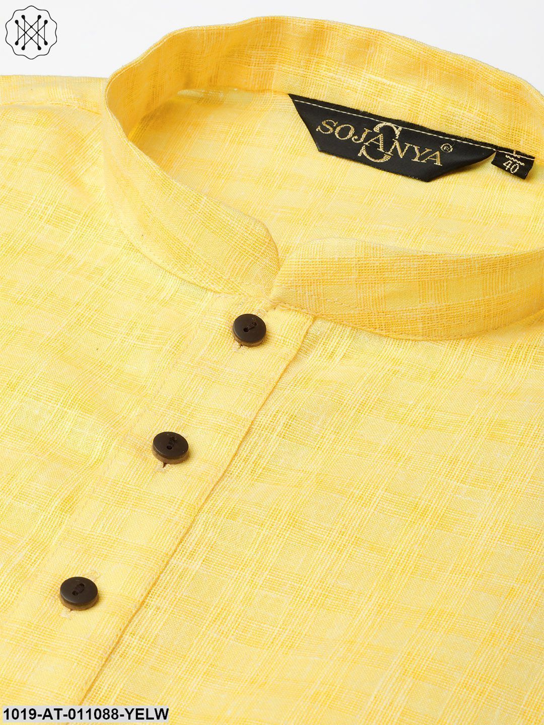 Men's Cotton Blend Yellow Woven Design Only Long Kurta