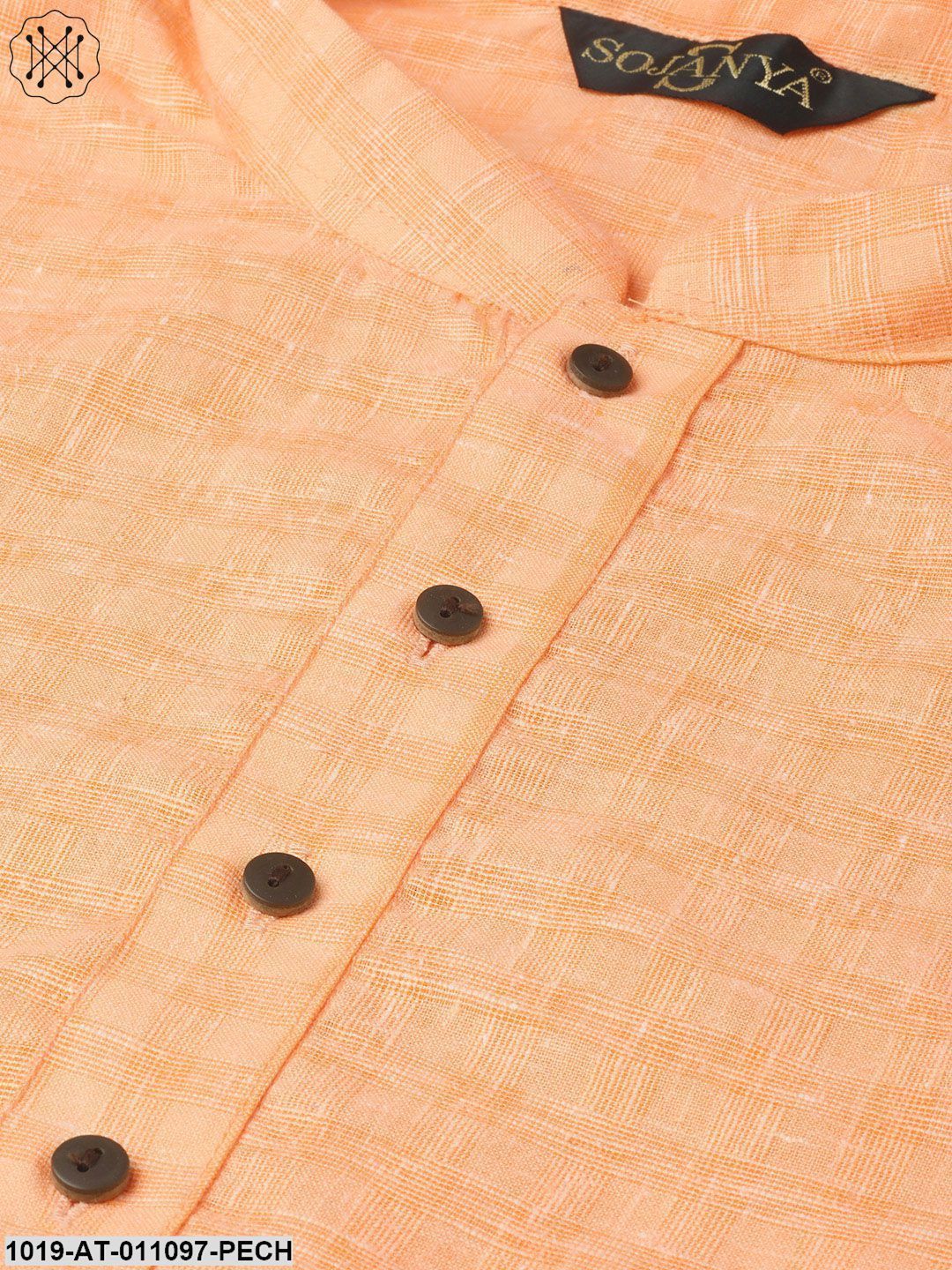 Men's Cotton Blend Peach Woven Design Only Long Kurta