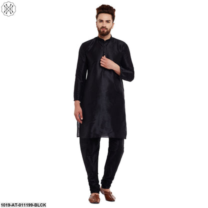 Men's Black, Dupion Silk Kurta