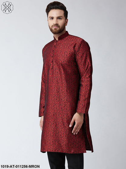 Men's Maroon Self Design Only Long Kurta