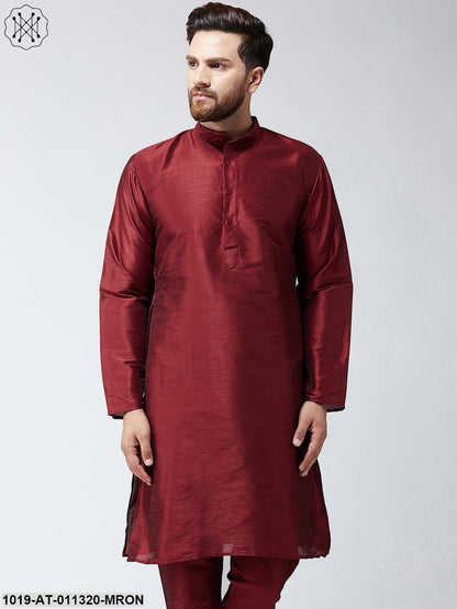 Men's Silk Maroon Only Long Kurta