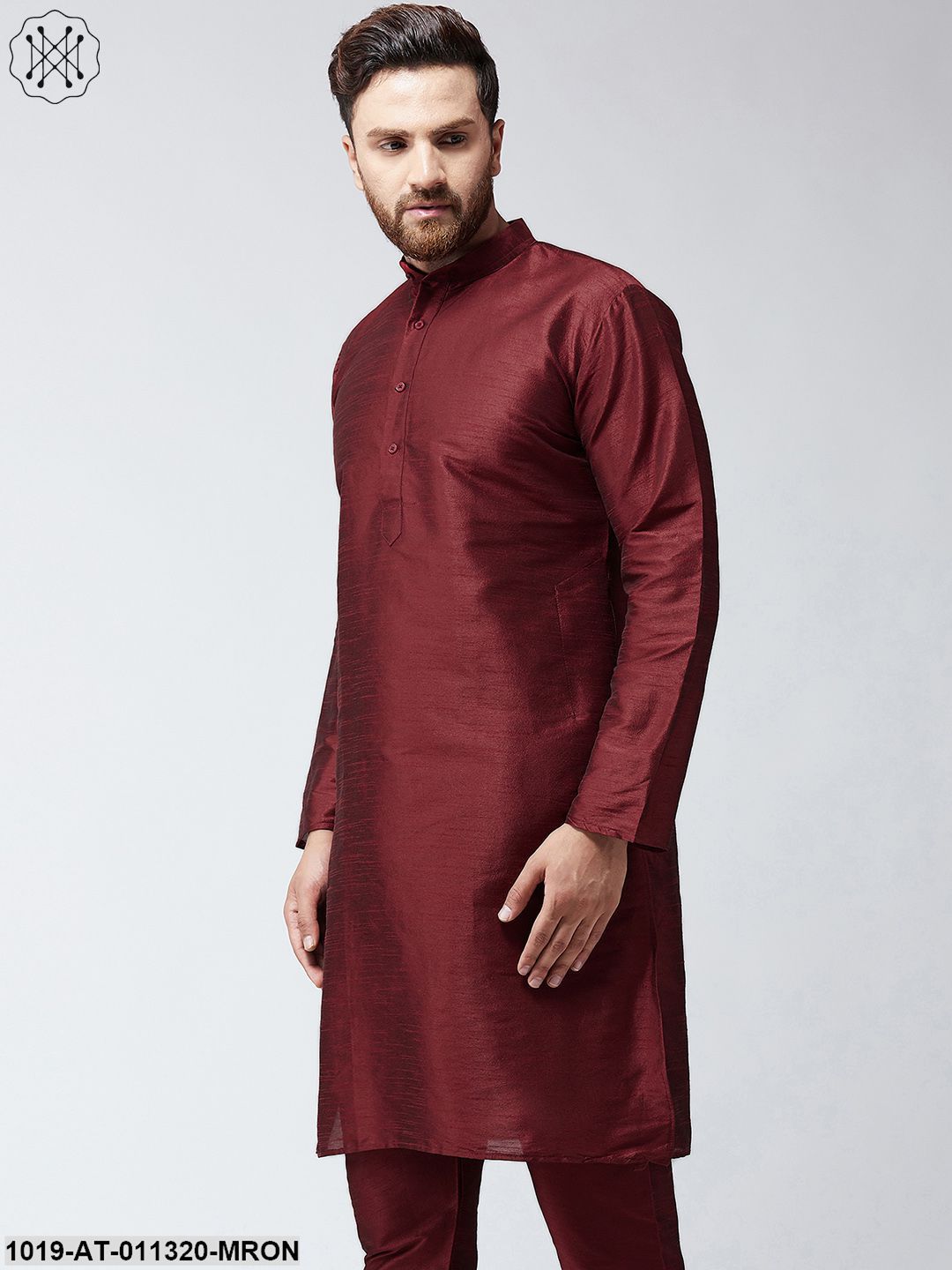 Men's Silk Maroon Only Long Kurta