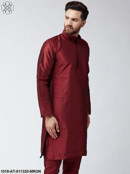 Men's Silk Maroon Only Long Kurta