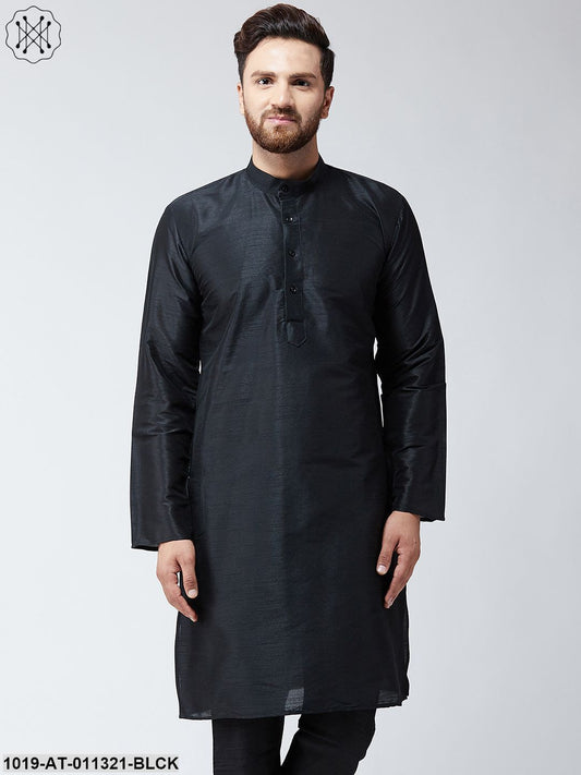 Men's Silk Black Only Long Kurta