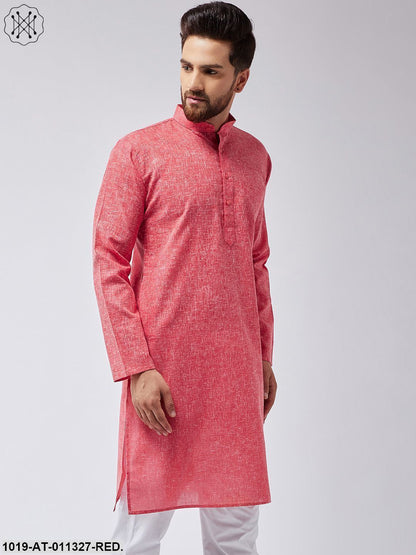 Men's Cotton Linen Red Only Long Kurta